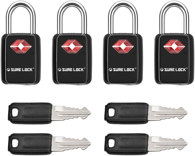 SURE LOCK TSA Approved Luggage Locks Mini Size Lock with Keys for Travel, Zinc Alloy Body with Steel Shackle, Key Alike, Key Alike in The Same Package - Image 1
